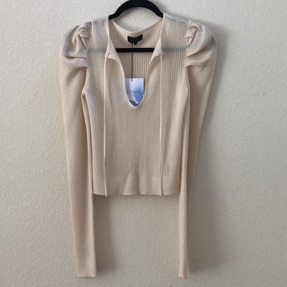 New MAJORELLE Gemma Cream Sparkle Long Sleeve Top Size XXS - Picture 6 of 11